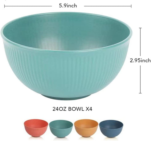 Cereal Bowls Unbreakable 24 OZ, Plastic Bowls Reusable Light Weight Bowl, Microwave and Dishwasher Safe BPA Free Cereal Bowls heat Straw Bowl for ...