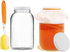 Artcome 1-Gallon Glass Jar Wide Mouth with 2 Airtight Plastic Lids, 4 Muslin Cloths, 2 Rubber Bands, 2 Gold Mats and a Brush for Kombucha, Ferment...