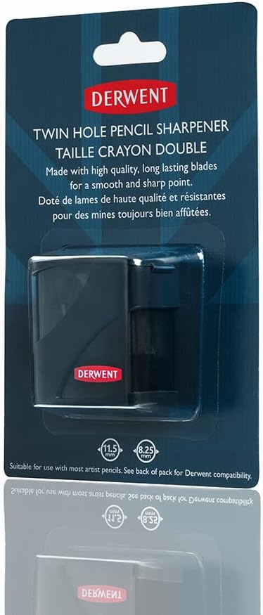Derwent Twin Hole Pencil Sharpener, Black, 11.5mm & 8.25mm...