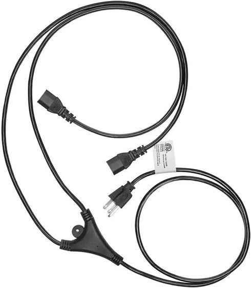 Monoprice Power Cord Splitter - NEMA 5-15P to 2X IEC 60320 C13, 10 Amp, 1250 Watt, SVT, 18AWG, 6 Feet, Black...