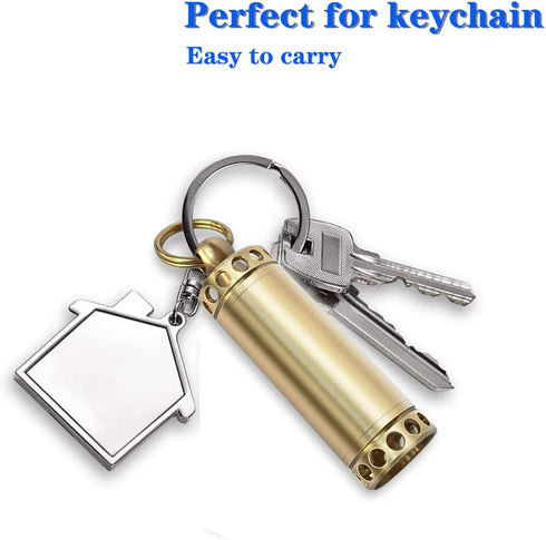 Pill Holder Keychain Container,Portable Mini Brass Waterproof Pill Box for Purse Pocket,Small Pill Case for Outdoor Travel Camping Daily Use...