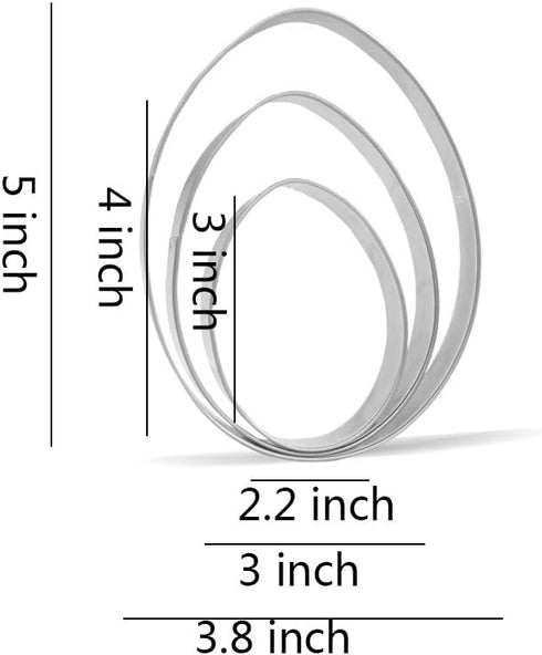 Large Egg Cookie Cutter Set - 5”,4”,3” - 3 Piece - Stainless Steel...