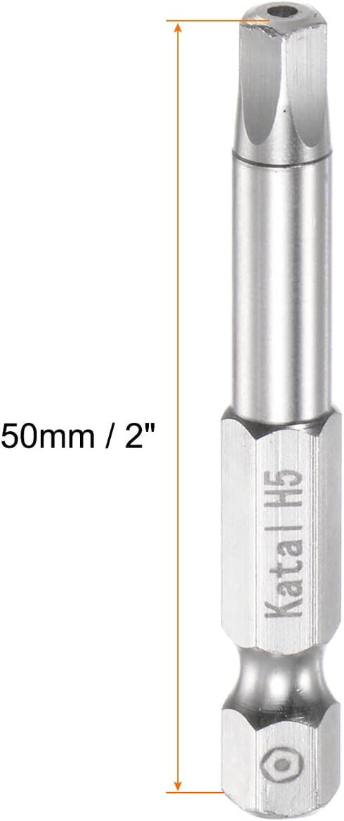 5pcs H5 Pentagon Screwdriver Bit 1/4" Hex Shank 2" Length Magnetic Security Screw Driver Power Tool...
