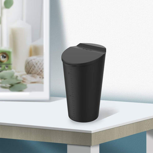 ThinSGO Silicone Trash Can with Lid - Car Cup Holder Trash Bin for Auto, Home, Office (Black)...