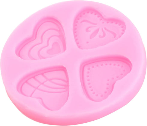 Heart Shaped Fondant Molds Heart Chocolate Silicone Molds For Wedding Cake Decorating Cupcake Topper Candy Polymer Clay Gum Paste Set Of 4...