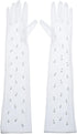 Pearl Women’s Wedding Gloves Long Tulle White Finger Lace 20s Opera Evening Party Sheer Gloves for Brides...