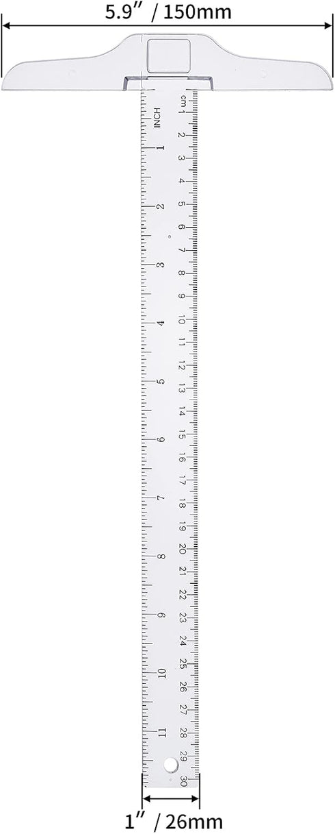 Junior T-Square Plastic Transparent T-Ruler 30cm/ 12 Inch for Drafting & Art Framing 1pc...