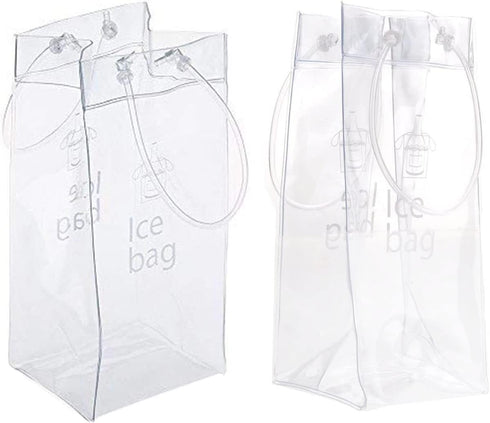 Sohapy 2 Pack Portable Collapsible Clear Ice Wine Bag Pouch Cooler Bag with Handle for Party,Outdoor,Champagne,Cold Beer,White Wine (2)...