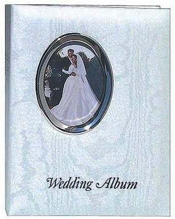 Pioneer Photo Album WAF-46, Bound Wedding Photo Album with White Oval Framed Cover, Inscribed with "Wedding Album", Holds 200 4x6" Pictures...