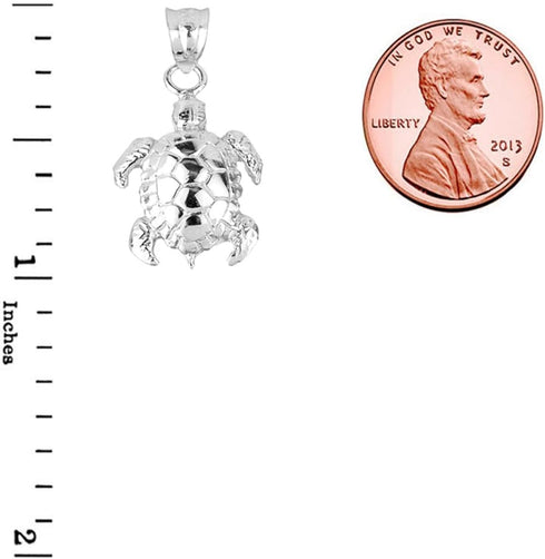 925 Sterling Silver Detailed Turtle Shell Charm Pendant...
