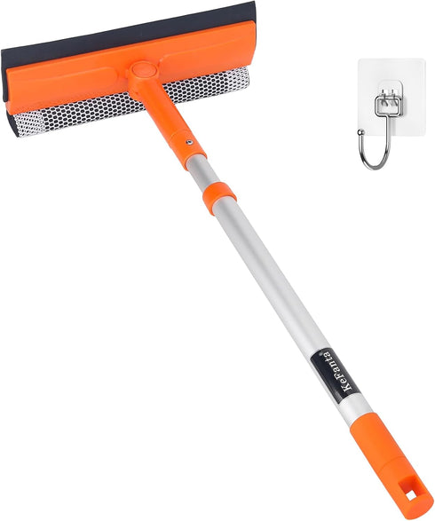 Window Squeegee for Home, Window Cleaner Tool with Extension Pole 20''-30'', Window Washer for Shower, Car Windshield, Mirror, Glass Cleaning...