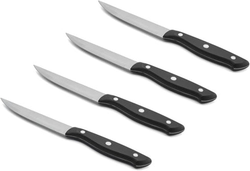 Farberware Triple-Riveted 4-Piece Steak Knife Set, High-Carbon Stainless Steel, Razor-Sharp Knives, Kitchen Knives, Set of 4, Black...