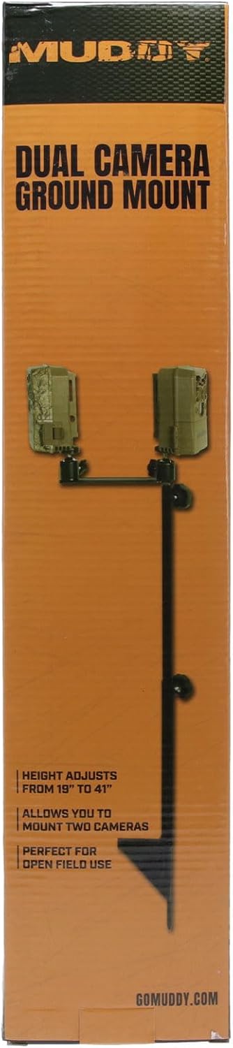 Muddy Dual Camera Durable Steel Fully Adjustable Portable Easy-to-Install Hunting Outdoor Ground Mount | Works on Cameras with 1/4" - 20 Receiver...