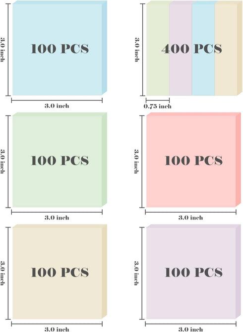 BAYTORY 900 Sheets Pastel Sticky Notes, 3x3 inch Self-Stick Notes, Sticky Note Cute Aesthetic, Colorful Memo Note Pads for Office & School Study S...