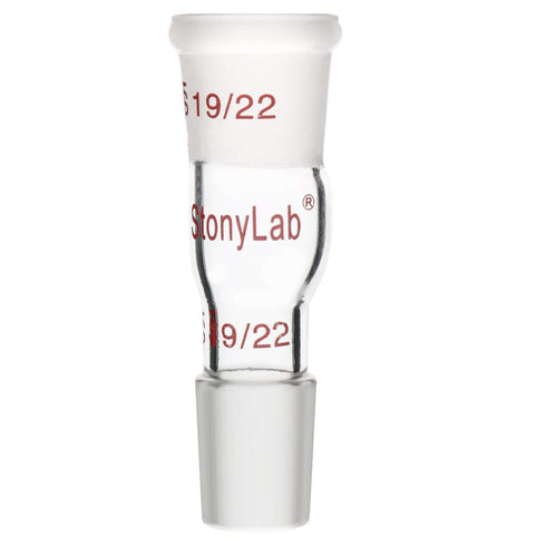 stonylab Glass Straight Connecting Adapter, 30mm from 19/22 Outer Joint to 19/22 Inner Joint for Laboratory Lab Supply, Borosilicate Glass...