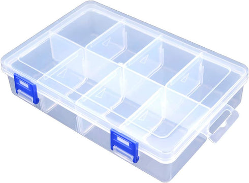 Plastic Compartment Storage Box With Adjustable Divider Removable Grid Compartment for Jewelry Small Accessories Hardware Fitting (8 Grids-Large x...