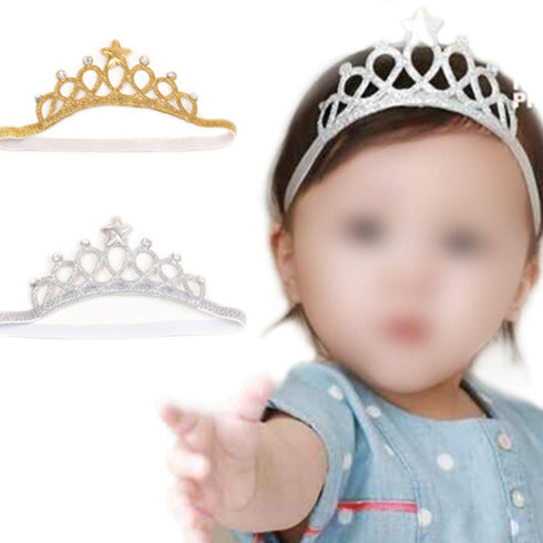 Baby Girl Crown Tiara Headband Head Wrap Hair Band Headwear Birthday Gift Princess Tiara Crown Headband (Silver)...