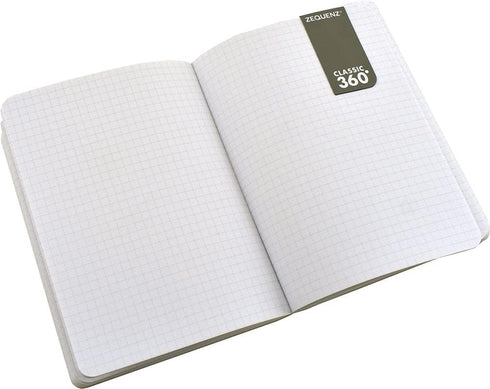 Zequenz Classic 360 Signature Series, Size: A6 Small, Color: Black, Paper: Grid, Soft Cover Notebook, Soft Bound Journal, 4" x 5.5", 200 sheets / ...
