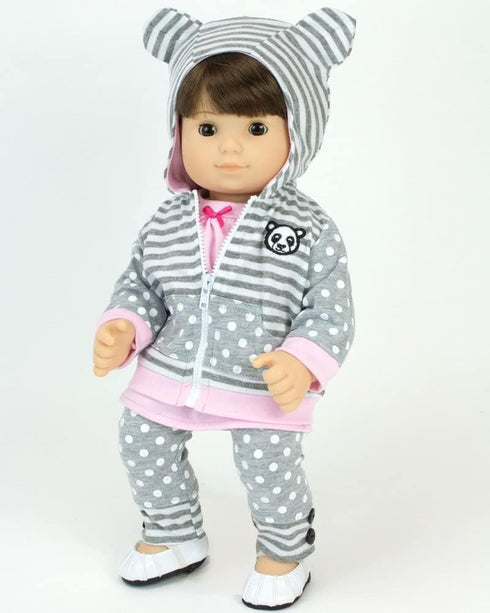 Sophia's - 15" Doll - Panda Bear Hooded Sweatshirt, Tunic & Polka Dot Leggings - Light Pink (Copy)...