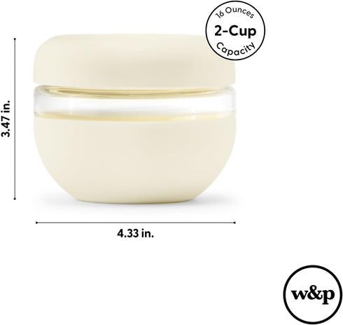 W&P Porter Seal Tight Glass Lunch Bowl Container w/ Lid | Charcoal 16 Ounces | Leak & Spill Proof, Soup & Stew Food Storage, Meal Prep, Airtight, ...
