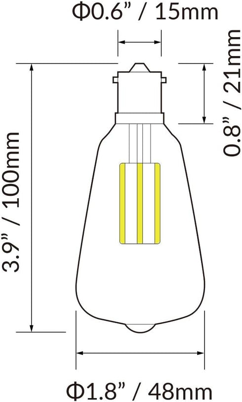 Dream lighting LED Edison Bulb 3W, 150 Lumens, Warm White 3000K, LED Vintage Replace Globe Dinette Light Fixtures, pack of 2...