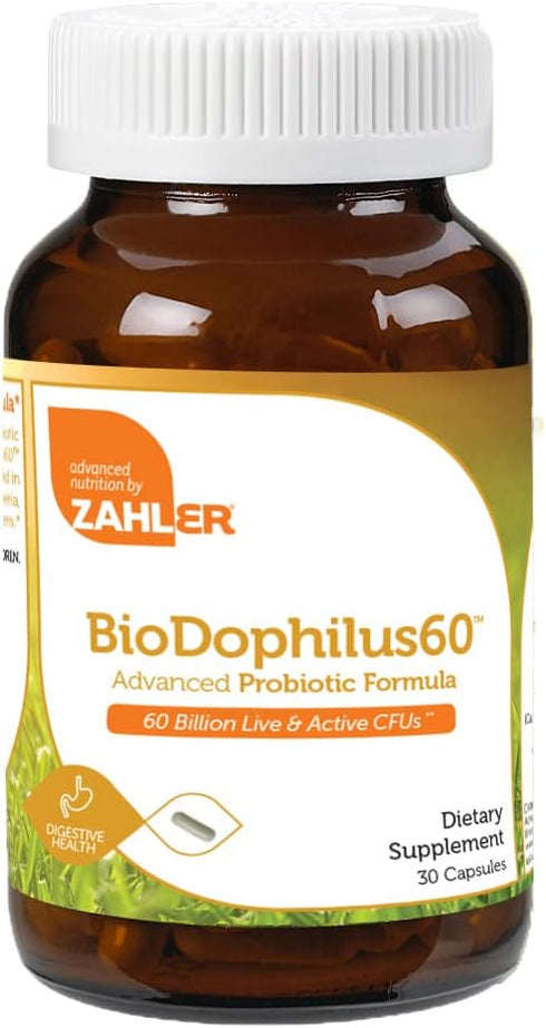 Zahler Biodophilus, 60 Billion Live Cultures Per Serving, Supports Digestive Health,Certified Kosher, 30 Capsules...