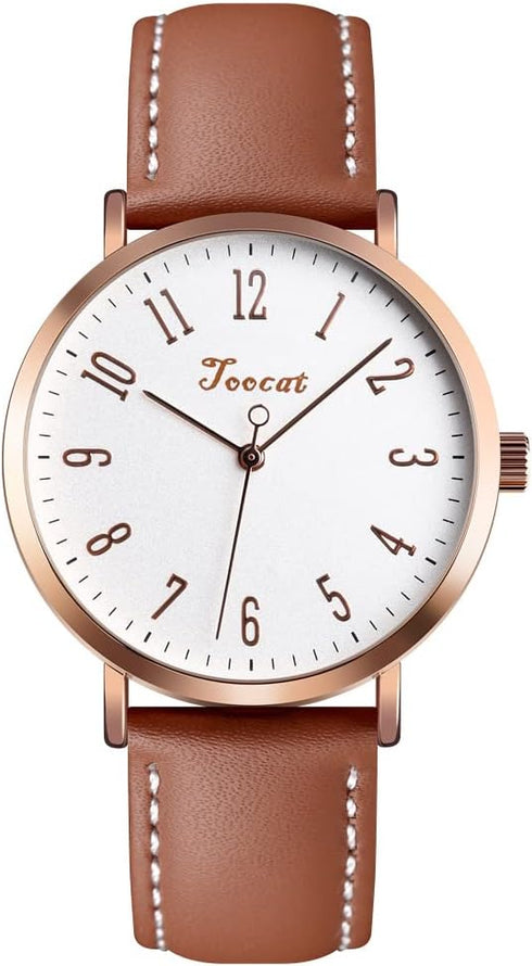 Fashion Women Wrist Watch, Lady Simple Leather Quartz Watches Ultra-Thin Waterproof Analog Watches for Girls Student...