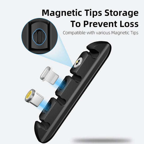 Cable Clips,2 Pack Cord Organizer,Cord Management,USB Cable Holder with 3 Magnetic Connector Adapter Slots for Desk,Wall,Nightstand, Phone Charger...
