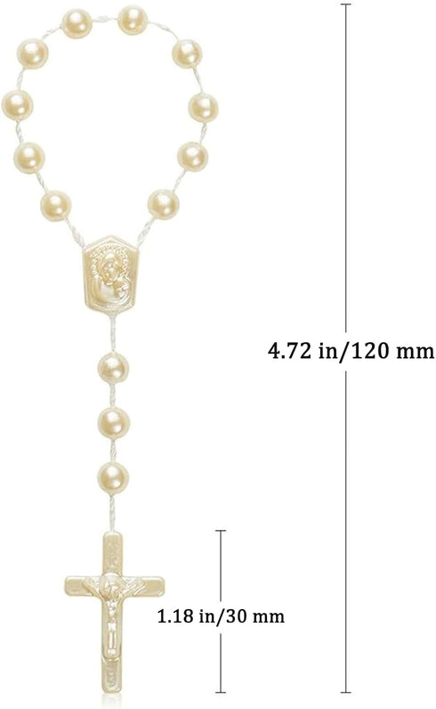XINHUIDALSQ 50 Baptism Rosary Acrylic Rosary Mini Rosary Suitable for the First Holy Communion Baptism Party Gift Suitable for Recuerditos De Baut...