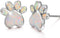 Ladytree S925 Sterling Silver Jewelry Puppy Dog Cat Pet Paw Print White Simulated Opal Stud Earrings...