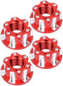 VGEBY 4pcs RC Hex Nuts, M4 Carving Hexagonal Nuts Aluminum Alloy RC Wheel Nuts Fit for D3 D4 1/10 RC Car(Red) Rc Hex Nut for Traxxas 1/10 17Mm Hex...