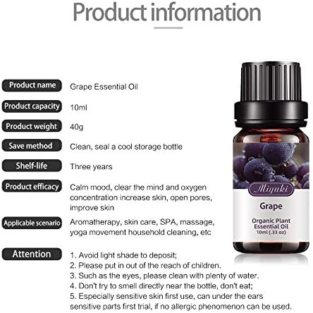 Grape Essential Oil Organic Plant & Natural Pure Grape Oil for Diffuser, Humidifier, Massage, Bath, Skin & Hair Care-2 Pack x10ml...