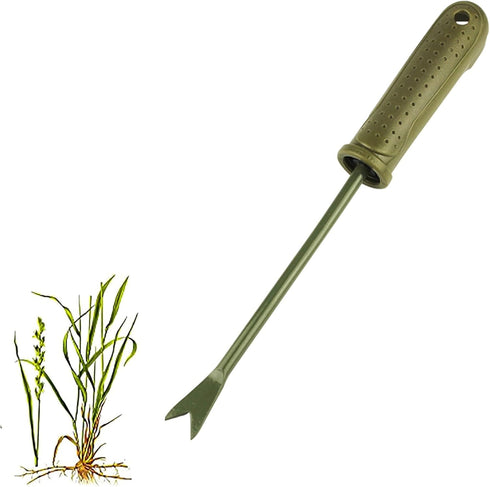 Garden Weed Puller Tool Hand Weeder Tool with Ergonomic Handle Stainless Steel Straight Weeder 10.63inch Weed Removal Deeper Digging Sharp V Garde...