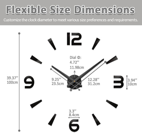 Mintime Large Wall Clock Battery Operated DIY Wall Clock for Modern Decorative Living Room/Office...