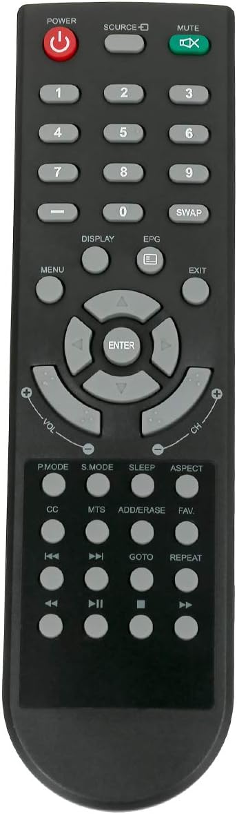 New Remote Control Replacement Applicable for Polaroid TV 32GSR3000FC 40GSR3000FC 55GTR3000-2 55GTR3000 55GTR3000 DE550M3N4AU-YA4 DE416T1N4AU-PA4 ...