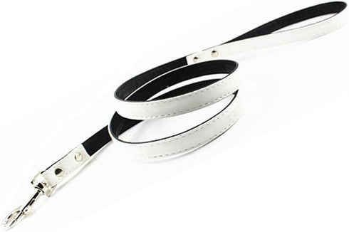 Metal Buckle Pet Collar and Leash Set with Bell Suit for Cats or Puppy Dogs White/Black/Red/Pink/Blue/Brown (S (Collar + Leash), White)...