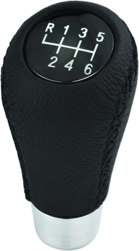 6 Speed Shift Knob Car Shifter Handle PU Leather Gear Stick Head for Most Manual Automatic Vehicles (Black Stitches)...