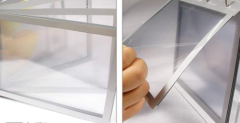 Leoyoubei Slant Back Sign Holder,Sign Stand,Poster Frame,Horizontal Display 5x7 inch PVC Photo Clip Flip Display 7 Pages-14 Sides Photos 4 Rings S...