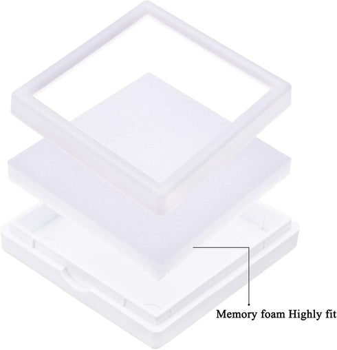 BENECREAT 6Pcs White Gemstone Display Box with Sponge Cushion Gift Boxes Clear Window Box for Jewelry, Diamond Gift Packing?2.8"x2.8"x0.8"?...