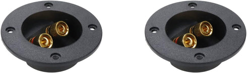 Black Speaker Box Terminal Cup Round 2 Way Binding Post Power Plates Speaker Terminal Wire Cup Box Brass Plate Push Spring Cup Connector with Moun...