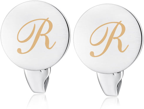 HONEY BEAR Initial Alphabet Letter Cufflinks Tie Clips Set for Mens Gift...