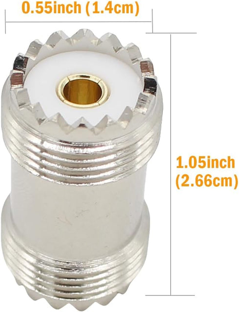 SO239 Barrel Connector, 6-Pack PL259 Coupler UHF Female to Female RF Adapter Coax Coaxial for CB Ham Radio Antenna, SWR Meter Cable Extention...