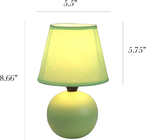 Simple Designs LT2008-GRN Mini Ceramic Globe Matching Fabric Shade Table Lamp, Green...