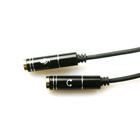REXUS Black 3.5mm Y Splitter Stereo Audio Cable 4-Pole Male to 2 Female for Headphone, Headset Splitter Adapter Extension Aux Cable, Compatible Mo...