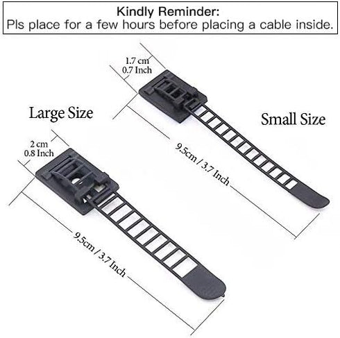 50Pcs 2 Sizes Adjustable Self-Adhesive Nylon Cable Straps Cable Ties Cord Clamp for wire management, Large and Small...