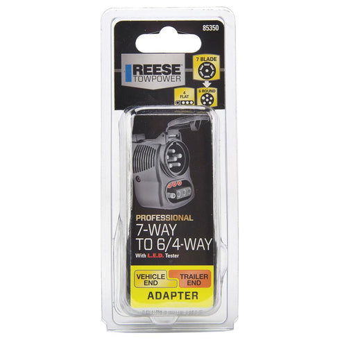 Reese Towpower 85350 7-Way to 6-Pin & 4-Way Flat Trailer Wiring Adapter with LED Circuit Tester, Designed for 12 Volt Systems, Corrosion Resistant...
