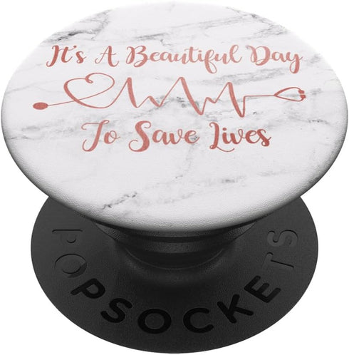 It's A Beautiful Day To Save Lives Rose G Stethoscope Marble PopSockets PopGrip: Swappable Grip for Phones & Tablets PopSockets Adhesive PopGrip...