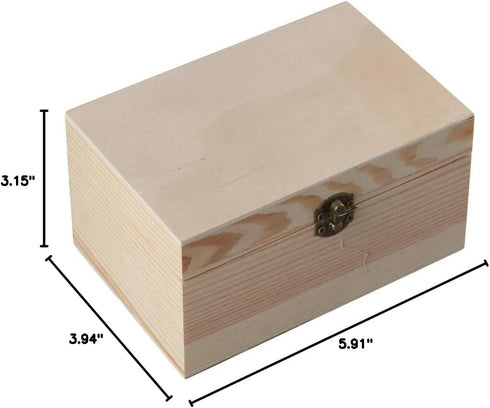 Unfinished Wooden Box,5.9x3.9x3.1In Storage Box with Hinged Lid,Crafts DIY Box for Jewelry Home Deocration...