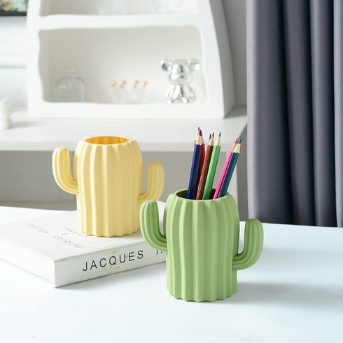 Silicone Pen Holder Cactus Pencil Holder Cute Pens Cup for Desk for Kids Office Decor Desk Accessories Pen Pot Desk Organizer (Green,2 Pack)...