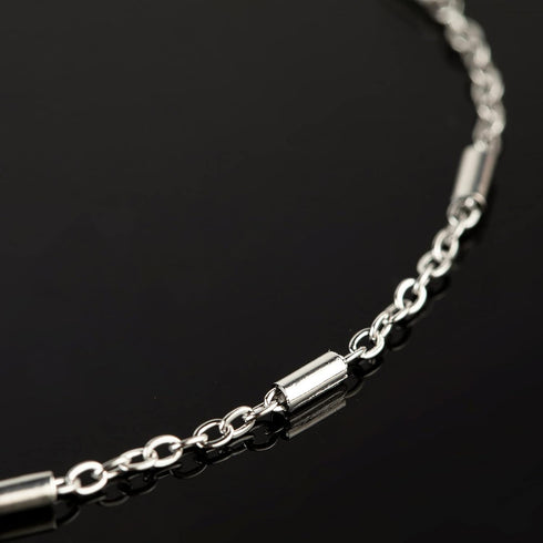 UMAOKANG 33 Feet 316 Stainless Steel Chain for Jewelry Making, Silver Tube Bar Curb Link Chain Bulk with Jump Rings Lobster Clasps for Necklace Br...
